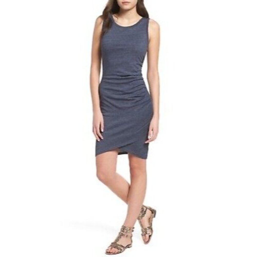 Leith Ruched Heather Gray Sleeveless Tank Bodycon Mini Dress Sz XL
